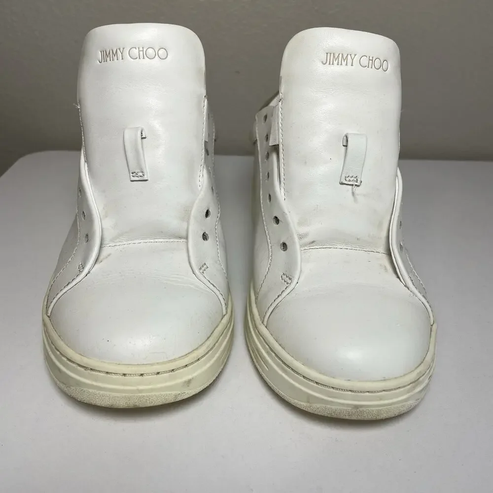 Jimmy Choo ROME Low Top Sneakers Women’s 37 / 7 US White Leather Classic Minimal